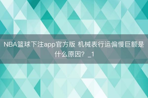 NBA篮球下注app官方版 机械表行运偏慢巨额是什么原因？_1