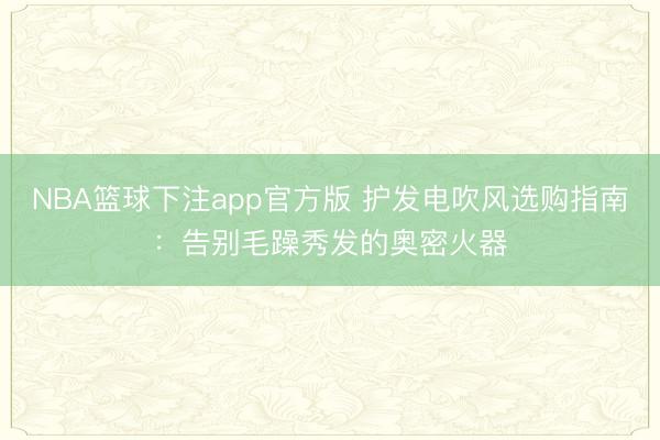 NBA篮球下注app官方版 护发电吹风选购指南：告别毛躁秀发的奥密火器