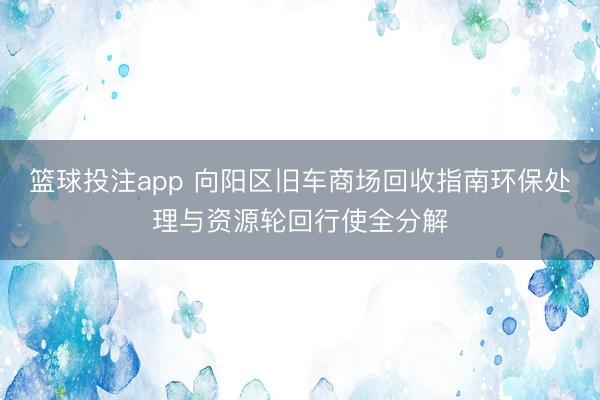 篮球投注app 向阳区旧车商场回收指南环保处理与资源轮回行使全分解