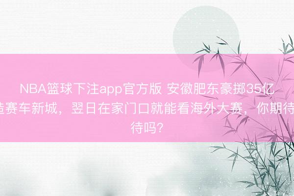 NBA篮球下注app官方版 安徽肥东豪掷35亿打造赛车新城，翌日在家门口就能看海外大赛，你期待吗？