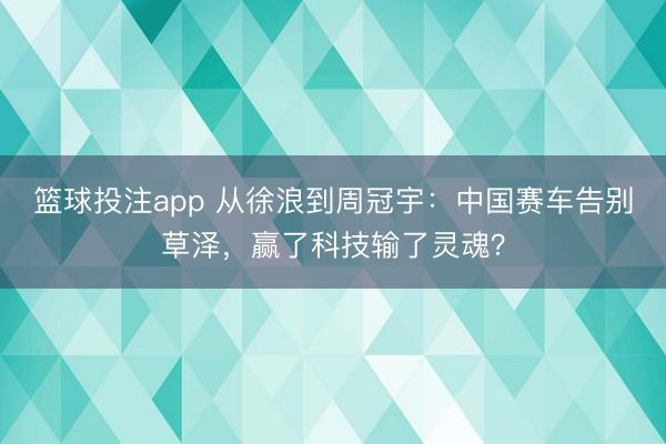 篮球投注app 从徐浪到周冠宇：中国赛车告别草泽，赢了科技输了灵魂？